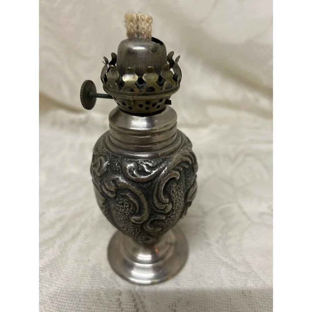 Restoration Hardware‎ Miniature Oil Lamp Floral Pattern Decor India Peeter
